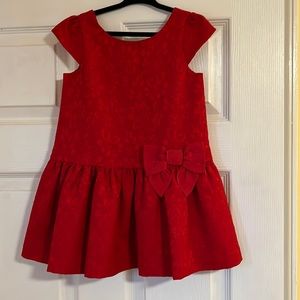 Janie and Jack red drop waist lace overlay bow Christmas dress. Valentines dress